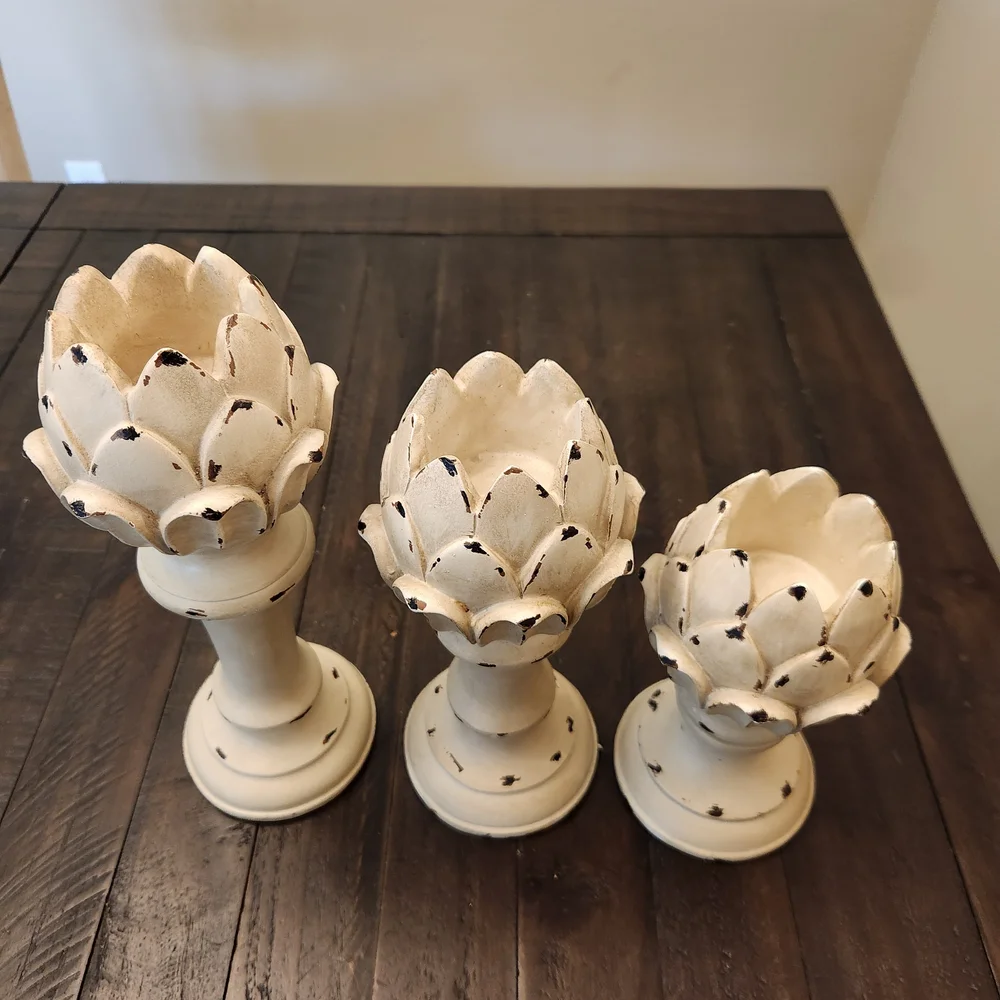 Farmhouse Style Artichoke Candle Holders - Picture 2 of 8